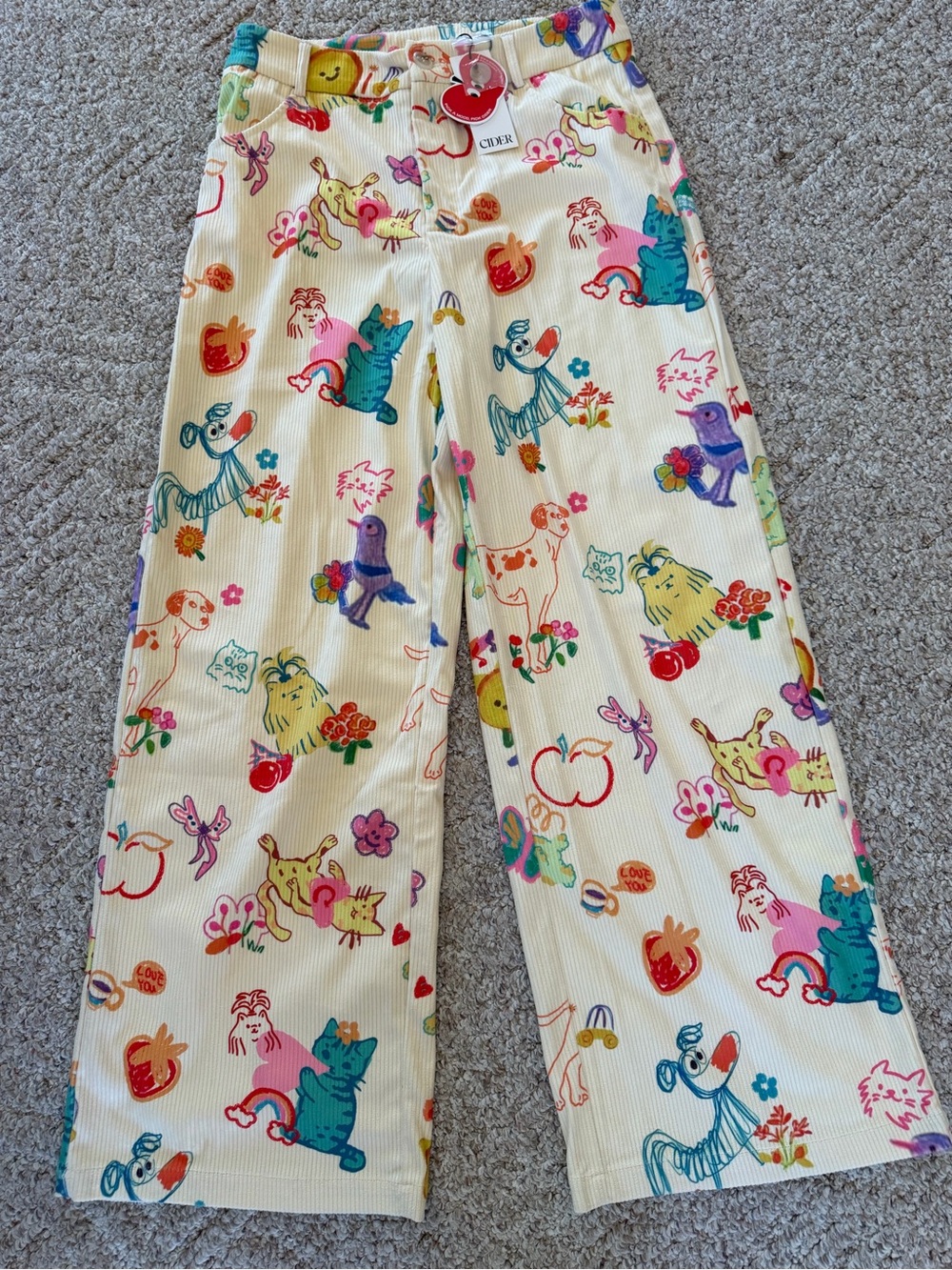 Cider Cream Corduroy size large patterned Pants! New with tags!